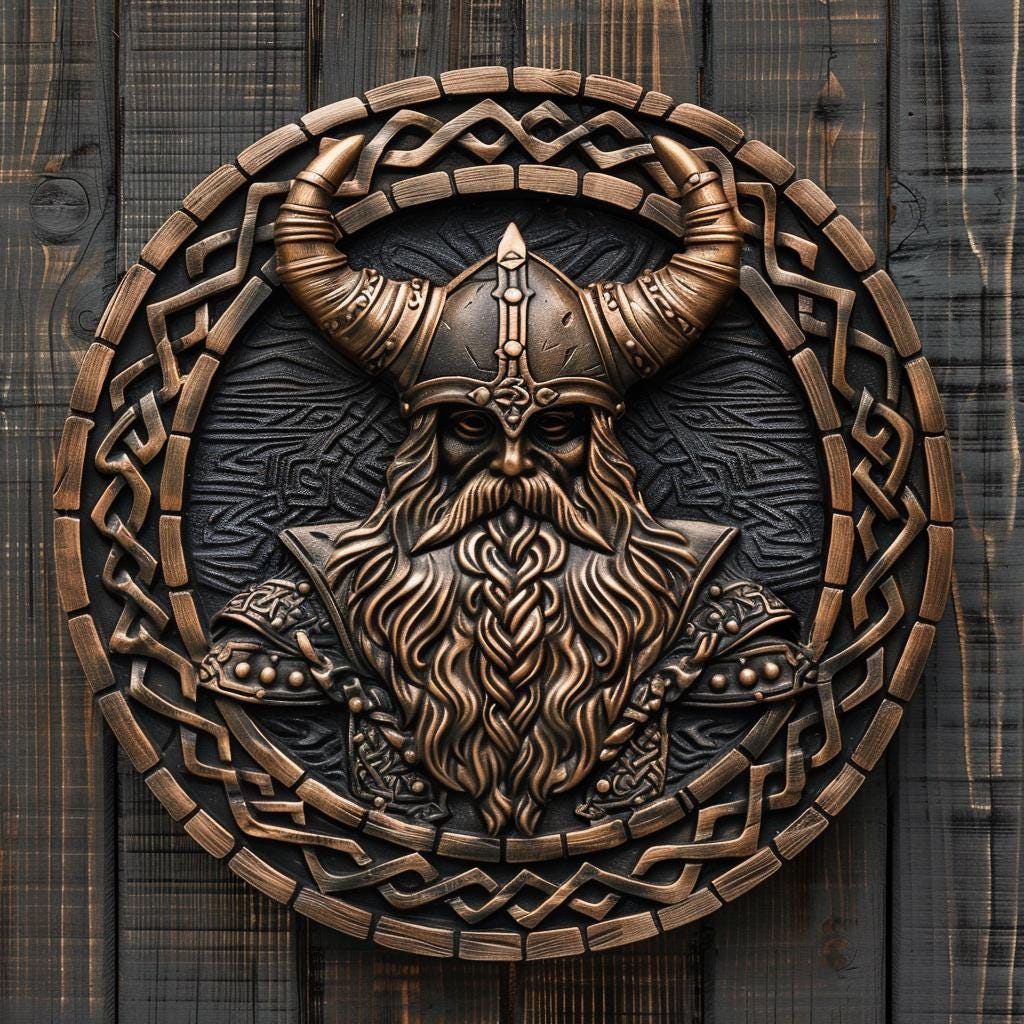 Viking Warrior Decor Metal Sign, Norse Celtic Knot Wall Hanging