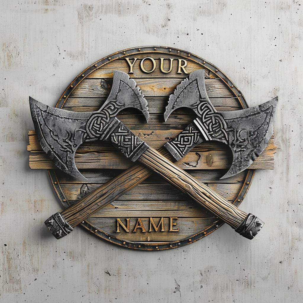 Personalized Viking Axe Metal Sign – Nordic Warrior Name Decor