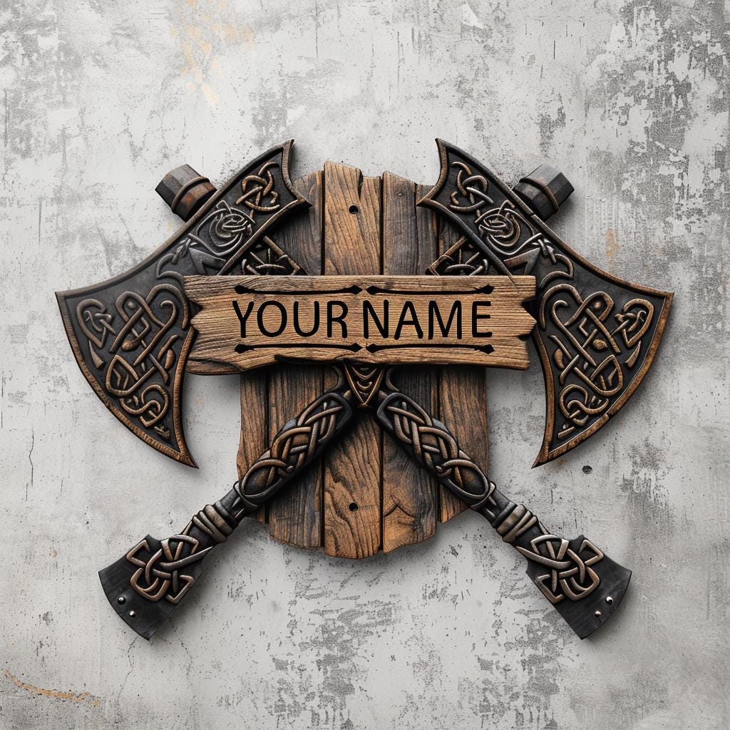 Personalized Viking Axe Metal Sign – Nordic Warrior Name Decor