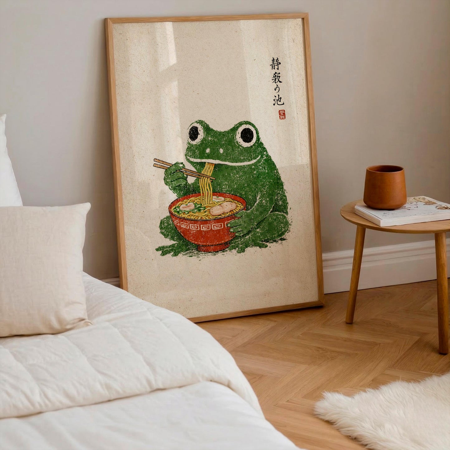 Japanese Frog Ramen Poster, Ukiyo-e Style Wall Art, Funny Kitchen Decor, Matsumoto Hoji Inspired Toad Print, Asian Foodie Gift, Retro Art