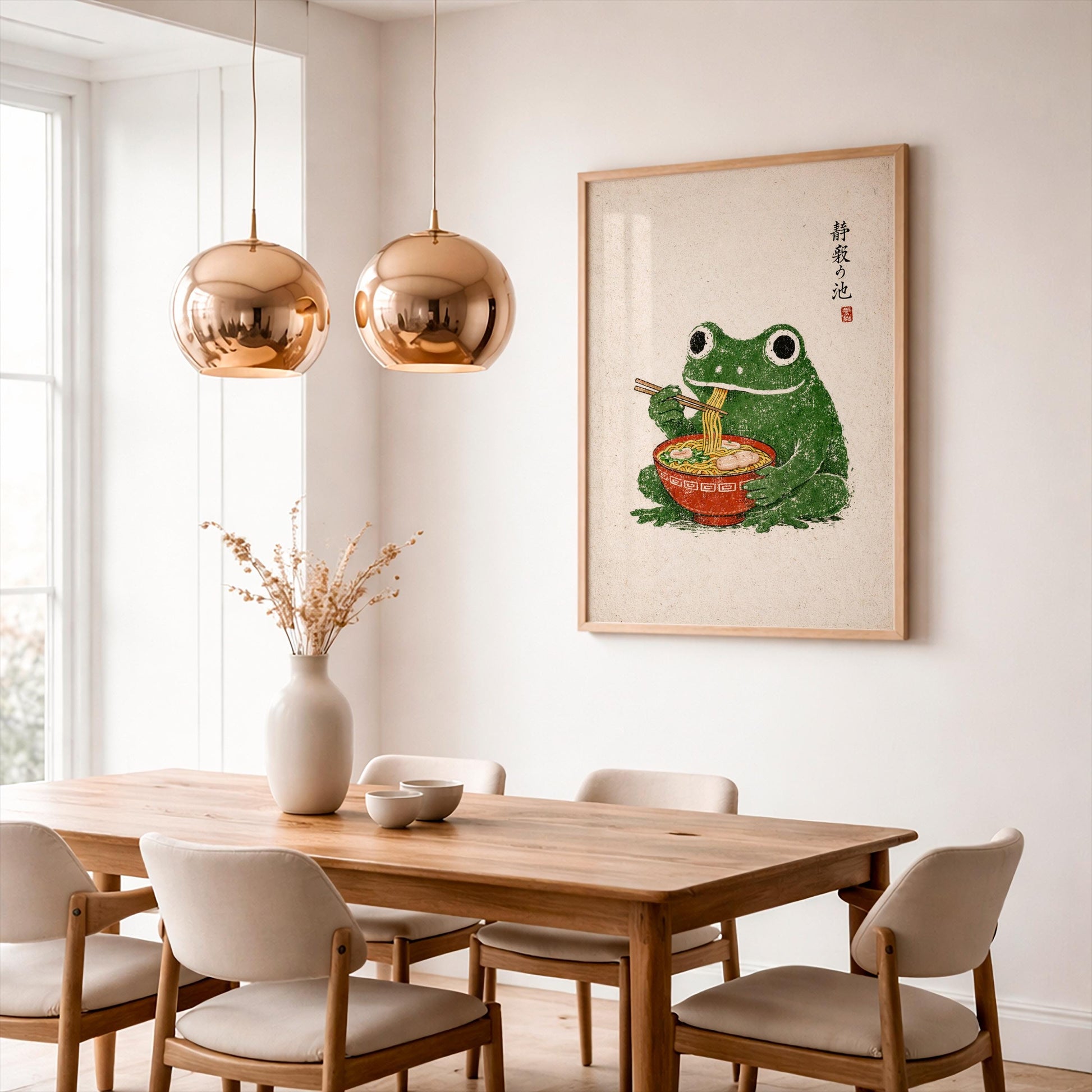 Japanese Frog Ramen Poster, Ukiyo-e Style Wall Art, Funny Kitchen Decor, Matsumoto Hoji Inspired Toad Print, Asian Foodie Gift, Retro Art