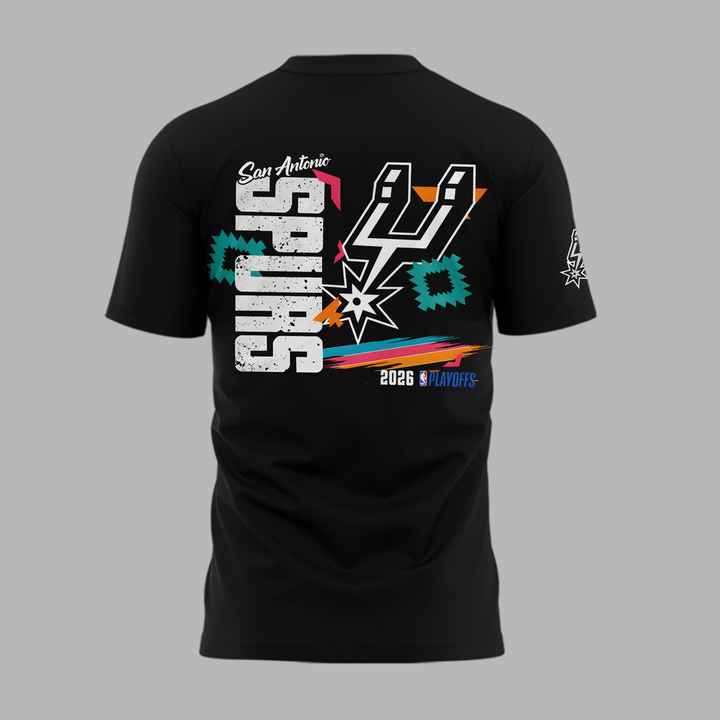 01.San Antonio Spurs " Go Spurs Go " 2026 Playoffs T-Shirt - Black