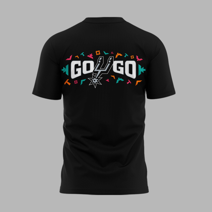 02.San Antonio Spurs " Go Spurs Go " 2026 Playoffs T-Shirt - Black