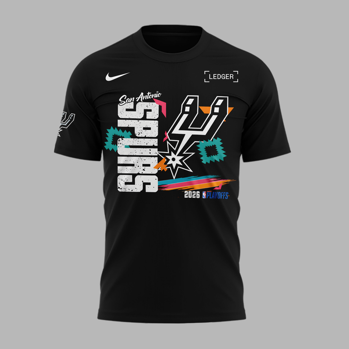 02.San Antonio Spurs " Go Spurs Go " 2026 Playoffs T-Shirt - Black