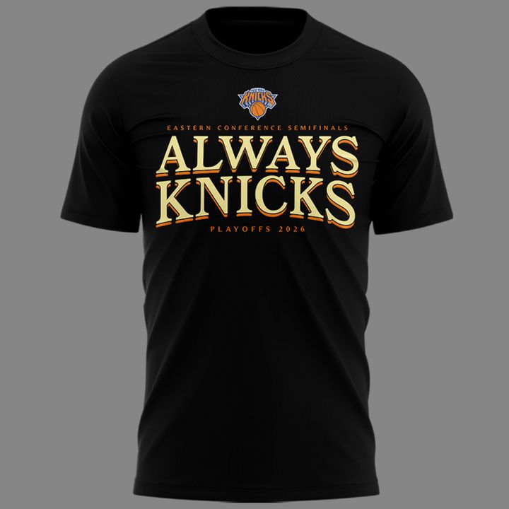 Exclusive 2026 T-Shirt Black NEW YORK KNICKS Playoffs Round 2 Game 1