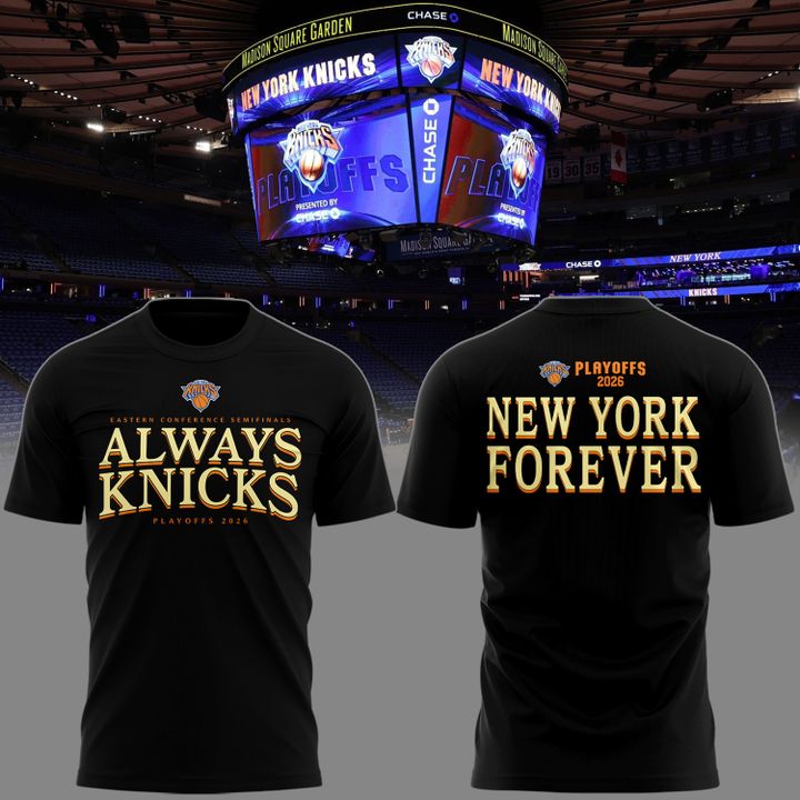 Exclusive 2026 T-Shirt Black NEW YORK KNICKS Playoffs Round 2 Game 1