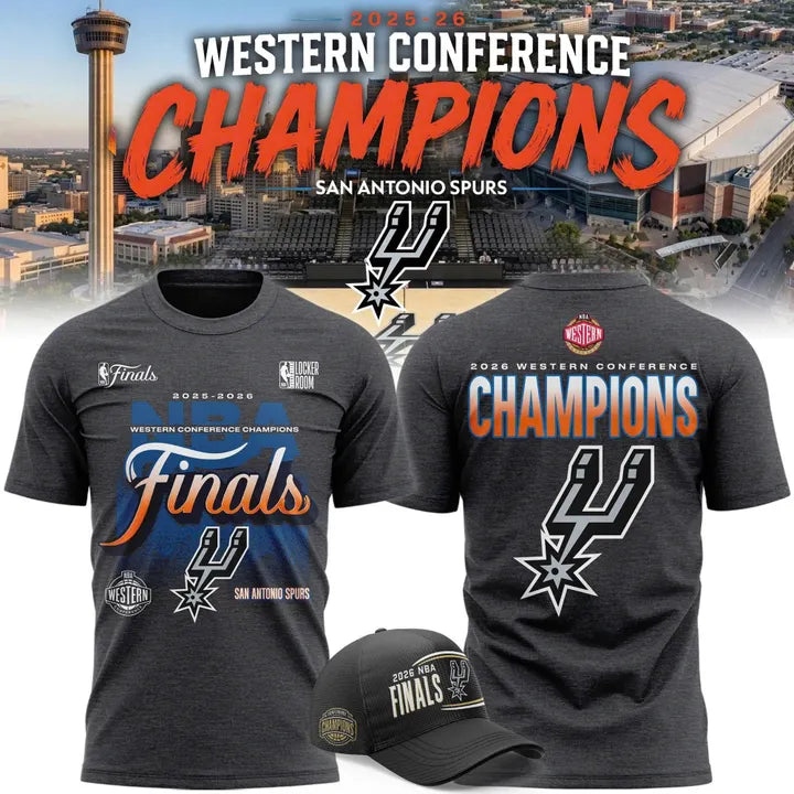 (Adult & Kids) San Antonio Spurs  Charcoal 2026 NBA Western Conference Champions Two-Sided T-Shirt