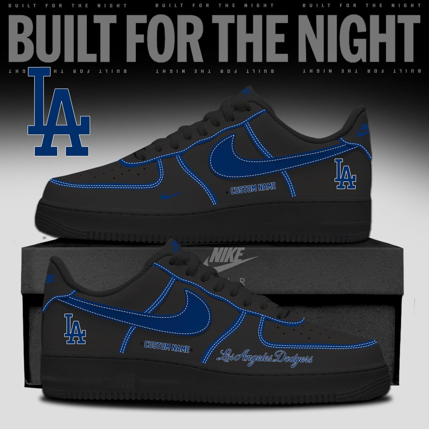 Los Angeles Dodgers 2026 Fashion Black Out Limited Edition AF1 Sneakers